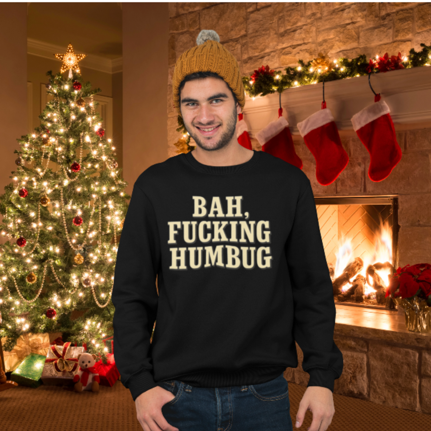 Bah, Fucking Humbug Unisex Sweatshirt, Rude Christmas Jumper, Anti‑Christmas Crewneck, Scrooge Jumper
