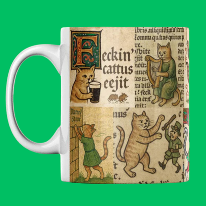 Irish Cat Mug: Funny Celtic Medieval Coffee Cup