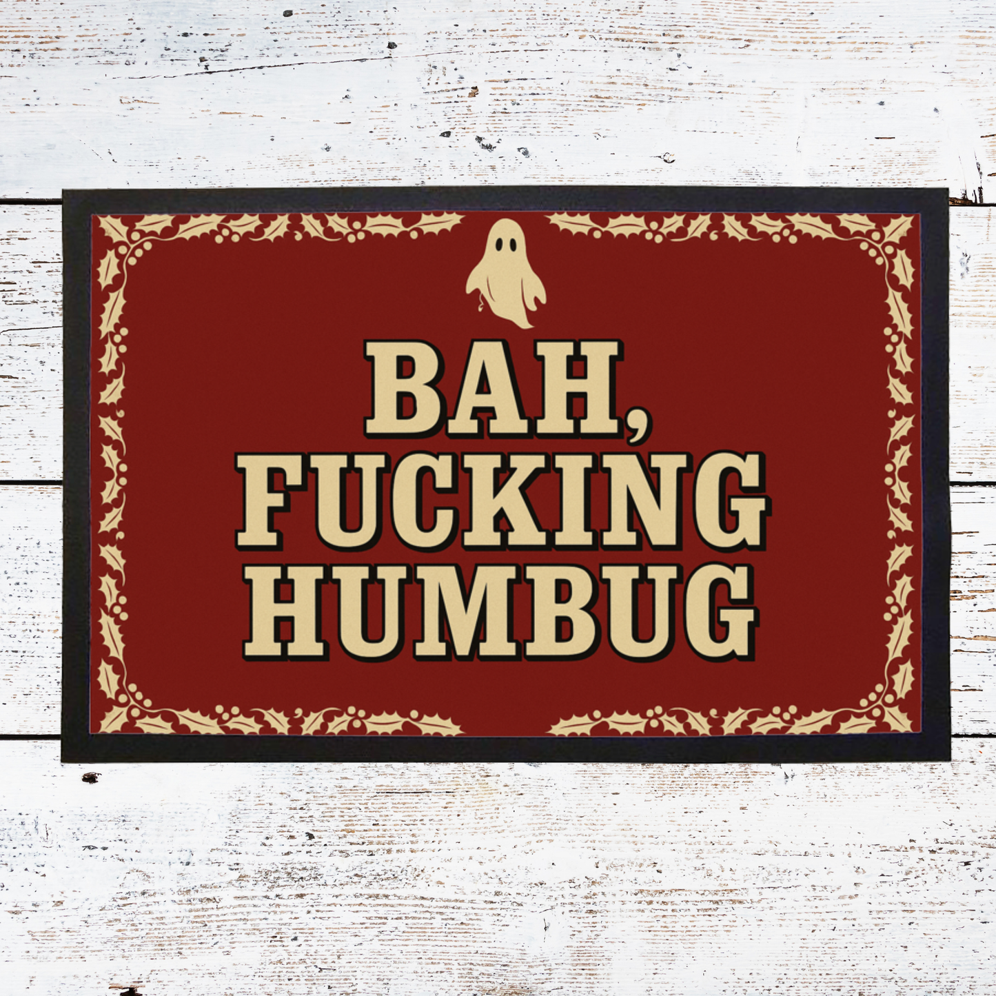 Bah F*****G Humbug Doormat: Rubber-Backed Indoor Christmas Decor