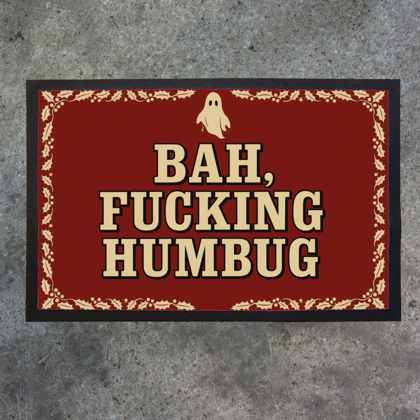 Bah F*****G Humbug Doormat: Rubber-Backed Indoor Christmas Decor