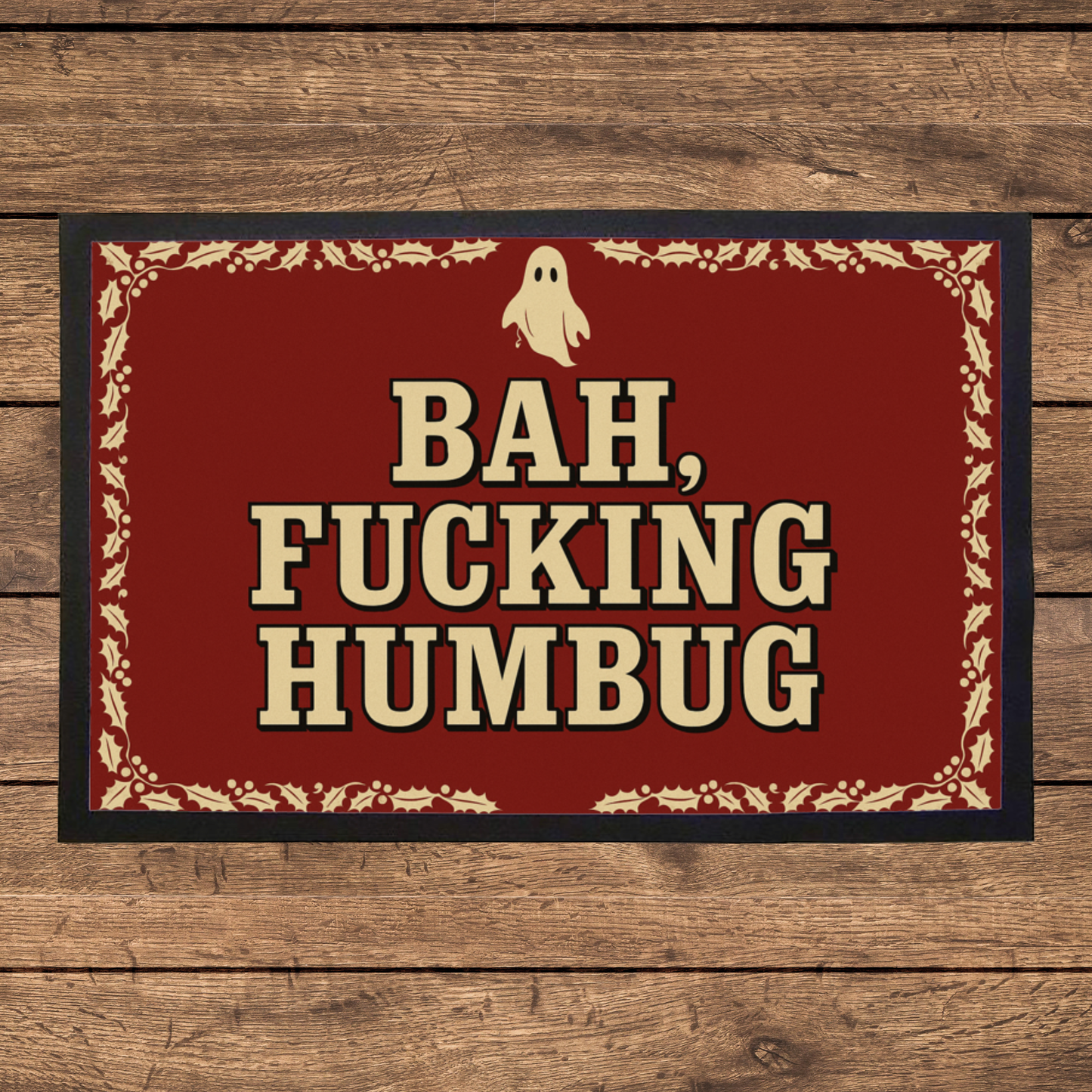 Bah F*****G Humbug Doormat: Rubber-Backed Indoor Christmas Decor