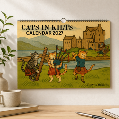 Scottish Cats in Kilts 2027 Wall Calendar