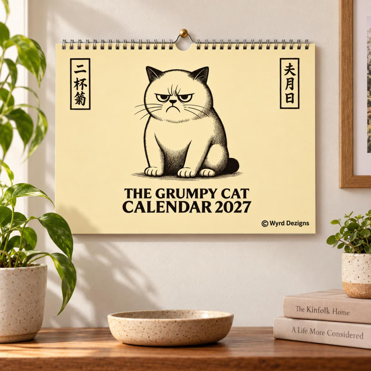 Ukiyo-e Grumpy Cat 2027 Calendar A4 | Funny Japanese Art Cat Lover Gift