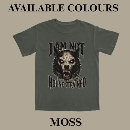 I Am Not House Trained Gothic Wolf T-Shirt, Dark Fantasy Werewolf Graphic Tee