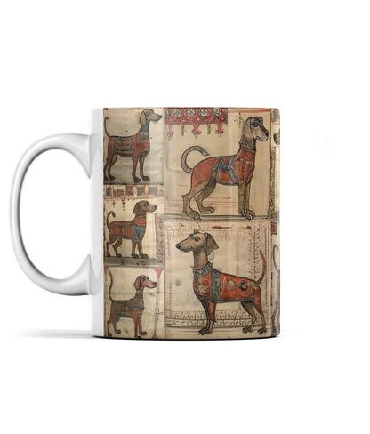 Medieval Dachshund Mug: Manuscript Print Sausage Dog Gift