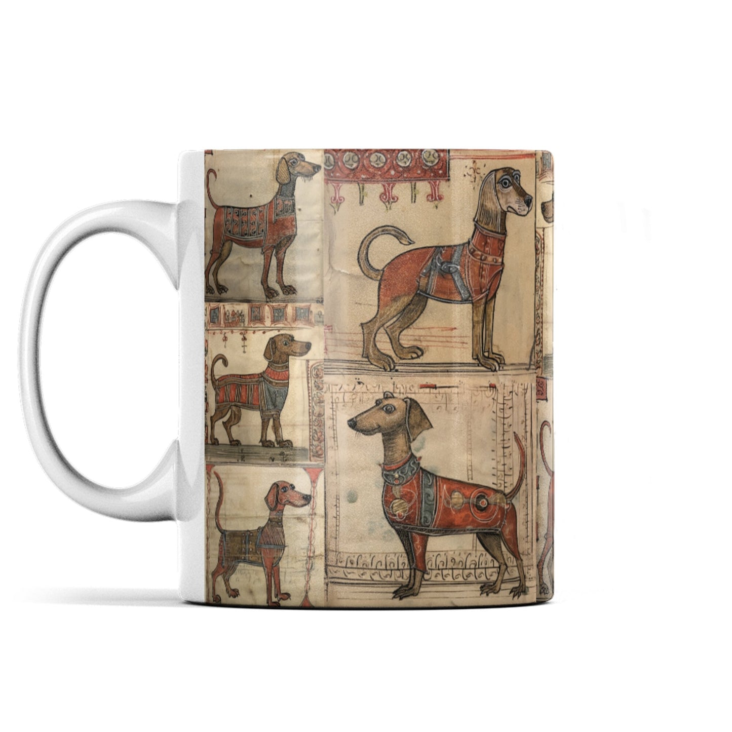 Medieval Dachshund Mug: Manuscript Print Sausage Dog Gift