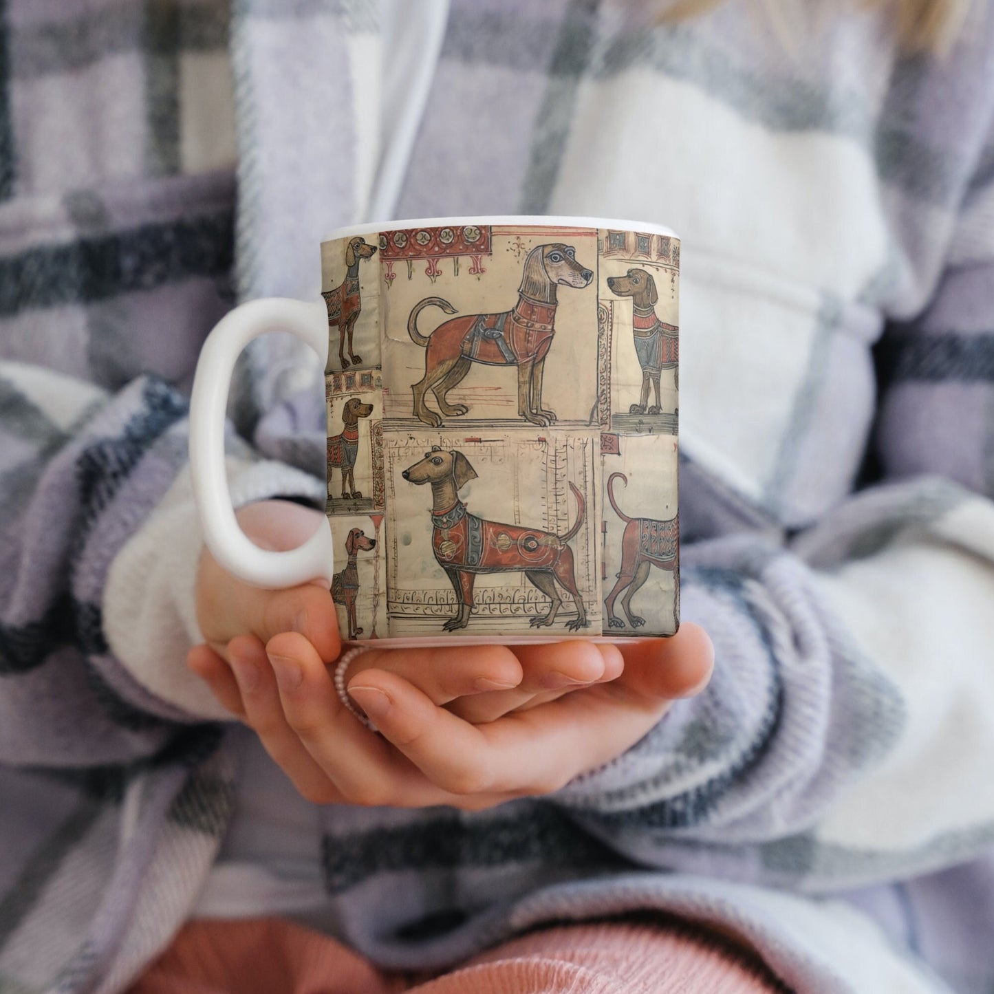 Medieval Dachshund Mug: Manuscript Print Sausage Dog Gift