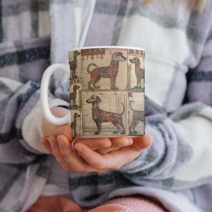 Medieval Dachshund Mug: Manuscript Print Sausage Dog Gift