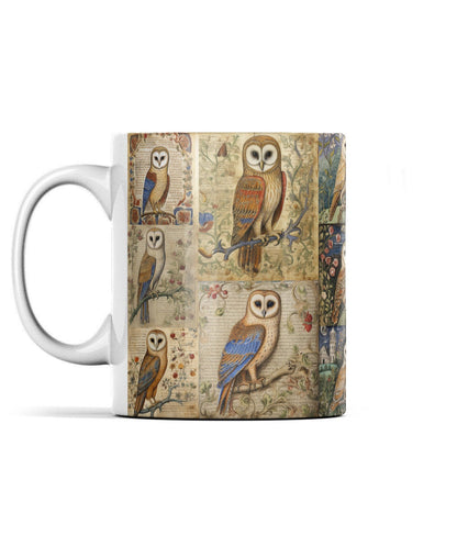 Medieval Owl Mug: Manuscript Art, Owl Lover Gift