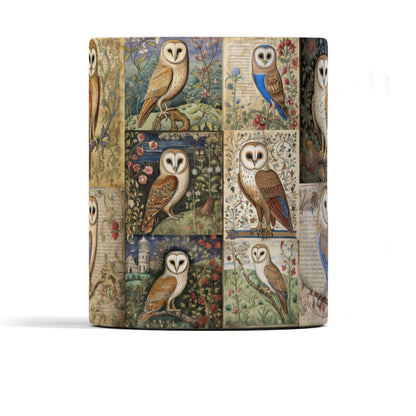 Medieval Owl Mug: Manuscript Art, Owl Lover Gift