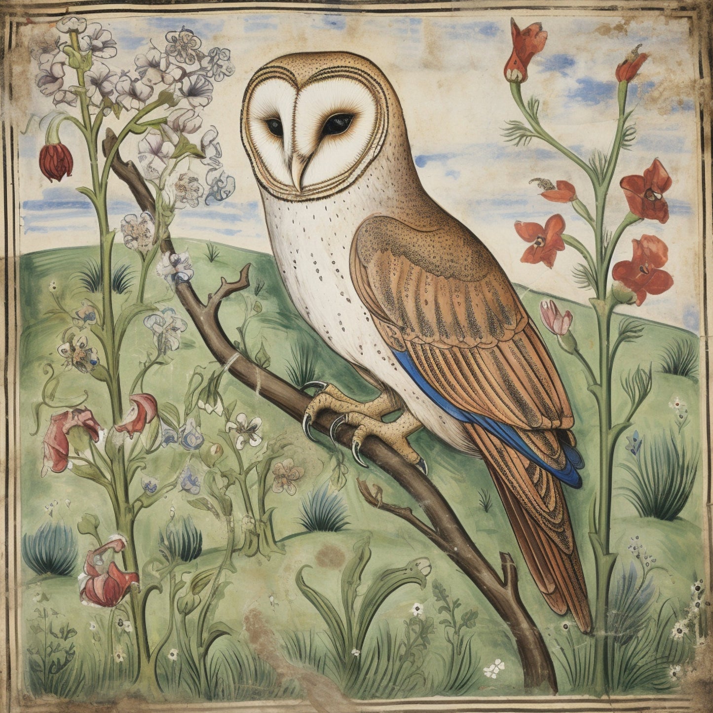 Medieval Owl Coasters: Manuscript Art, Set of 4 Cork Coasters