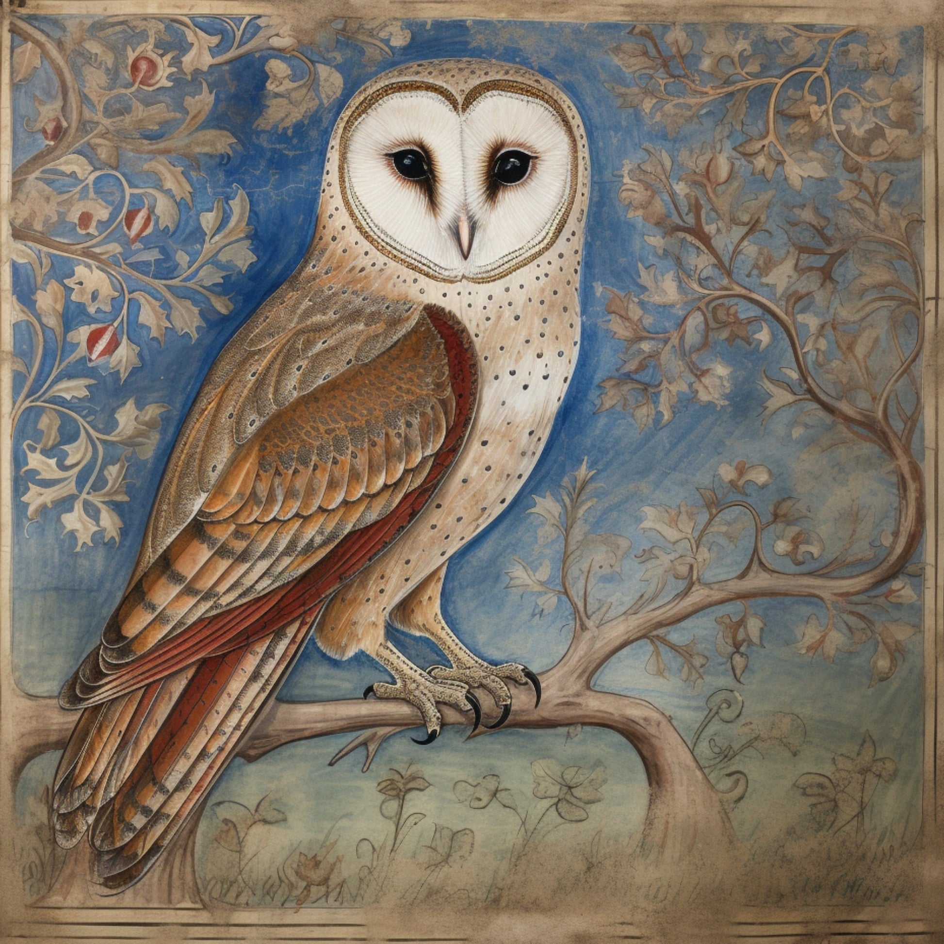 Medieval Owl Coasters: Manuscript Art, Set of 4 Cork Coasters