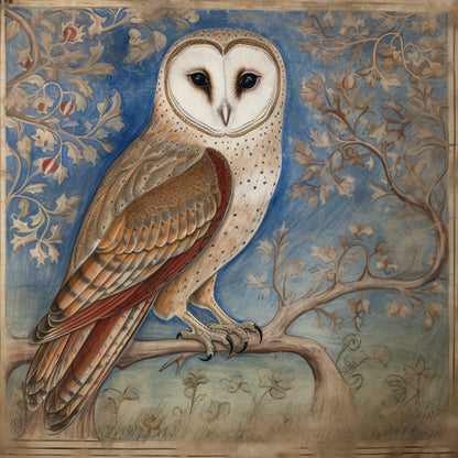 Medieval Owl Coasters: Manuscript Art, Set of 4 Cork Coasters