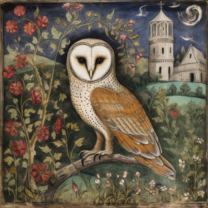 Gothic Barn Owl Coaster Set: Medieval Dark Academia Home Decor