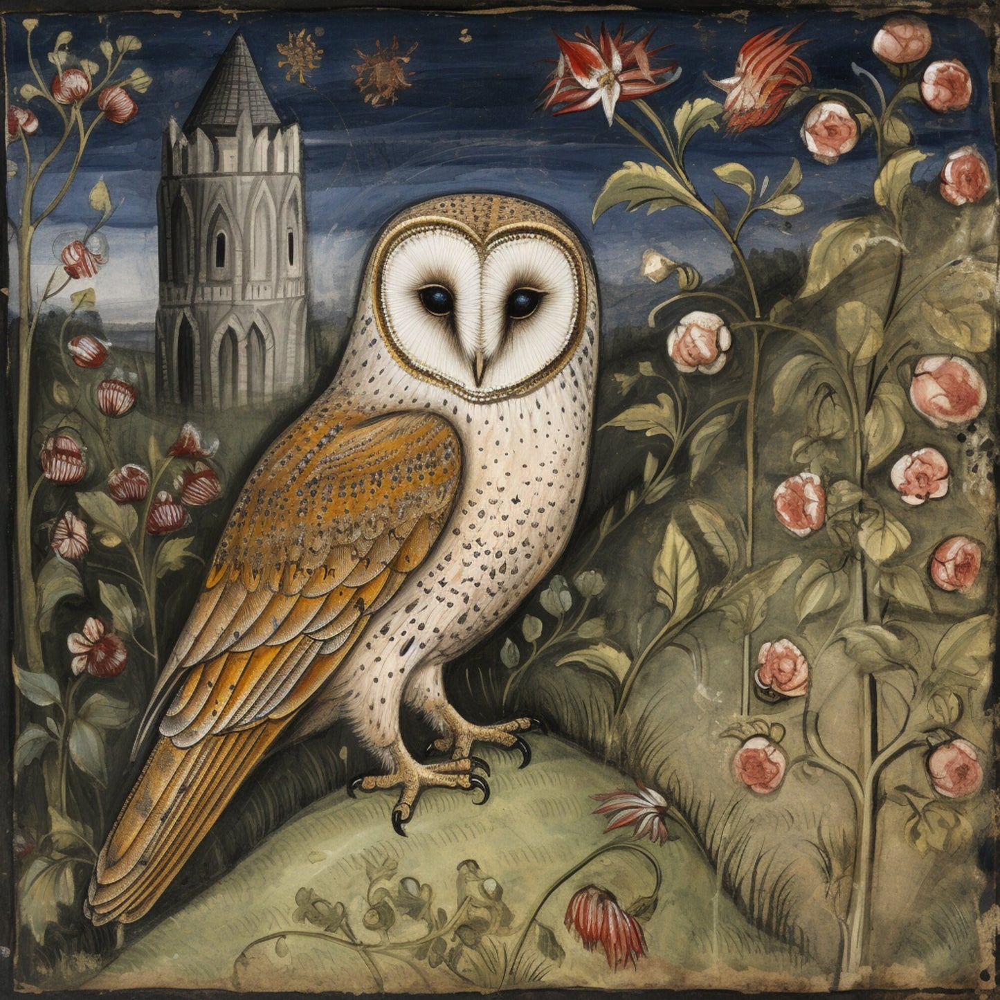 Gothic Barn Owl Coaster Set: Medieval Dark Academia Home Decor