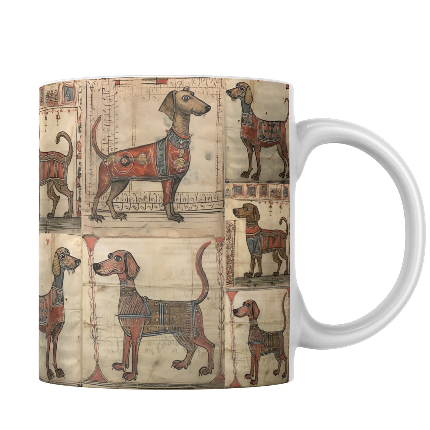 Medieval Dachshund Mug: Manuscript Print Sausage Dog Gift