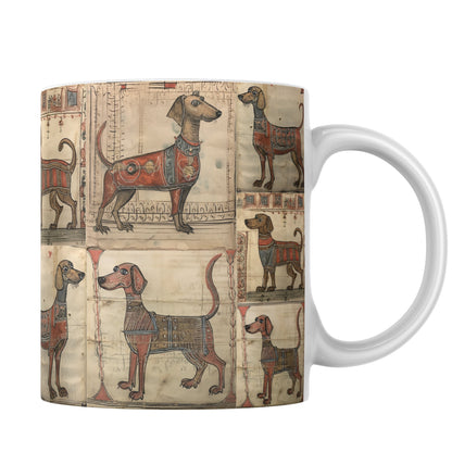 Medieval Dachshund Mug: Manuscript Print Sausage Dog Gift