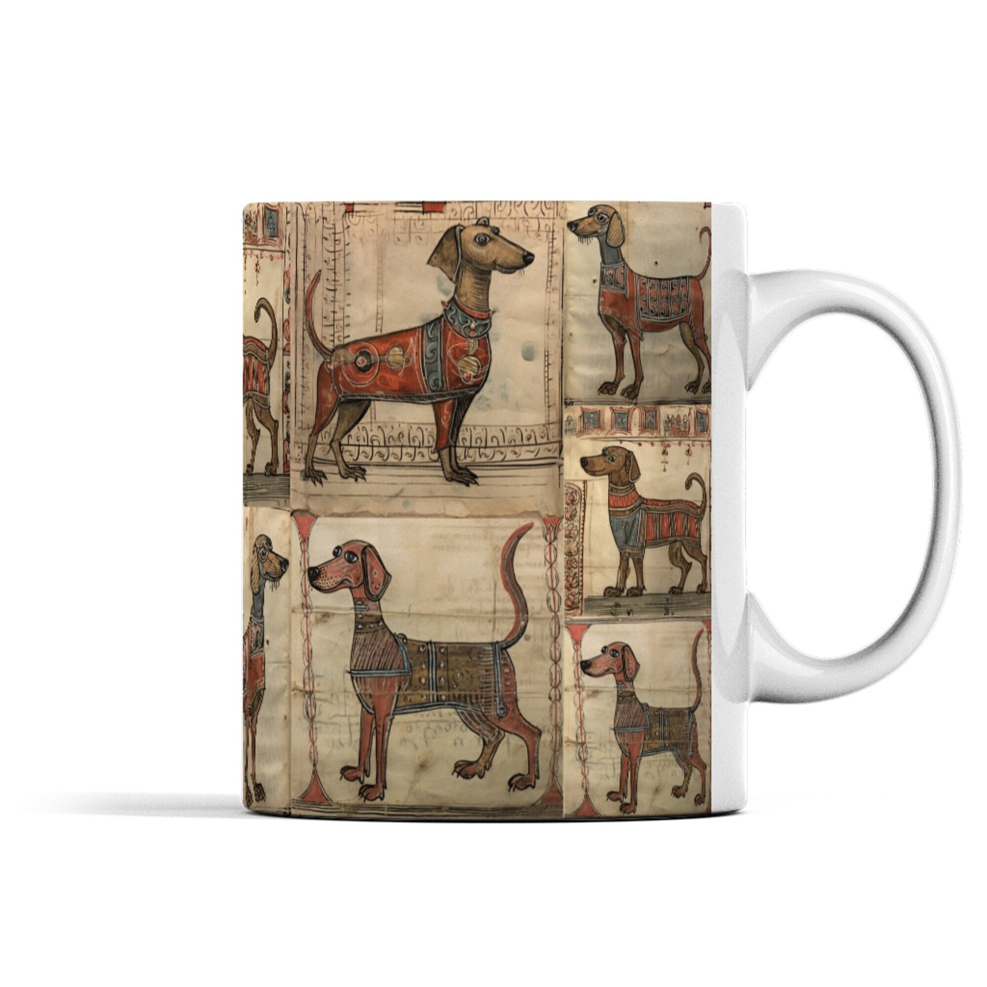 Medieval Dachshund Mug: Manuscript Print Sausage Dog Gift