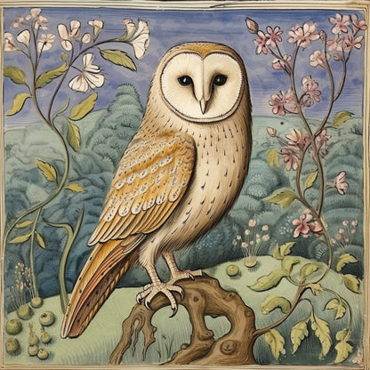 Medieval Owl Coasters: Manuscript Art, Set of 4 Cork Coasters