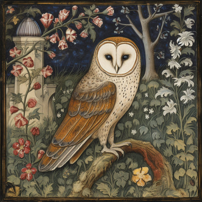 Gothic Barn Owl Coaster Set: Medieval Dark Academia Home Decor