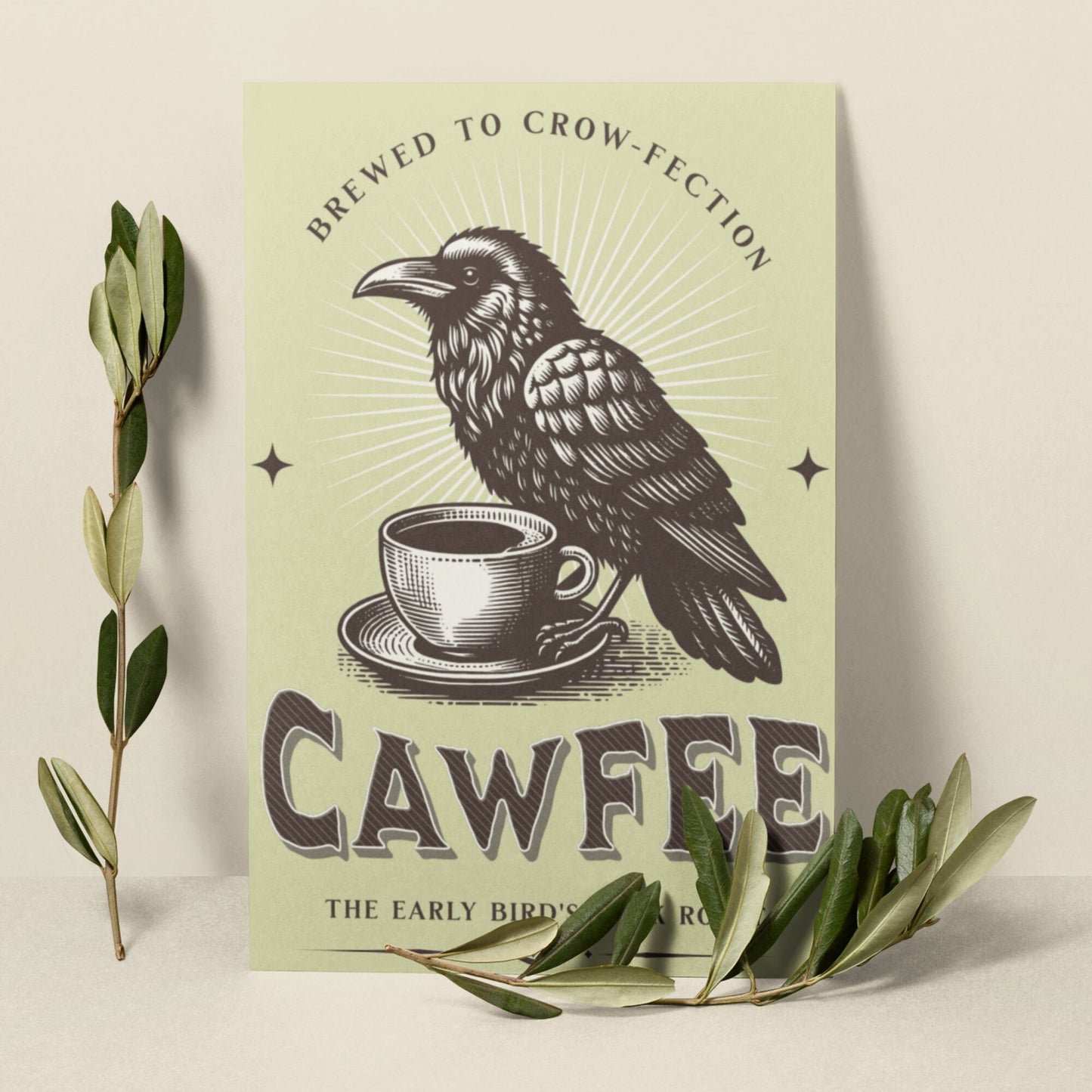 Funny Crow Coffee Poster: Witchy Kitchen Art