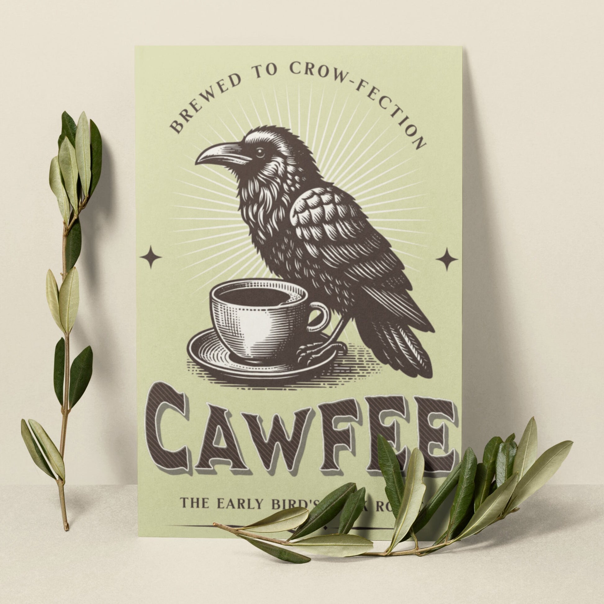 Funny Crow Coffee Poster: Witchy Kitchen Art