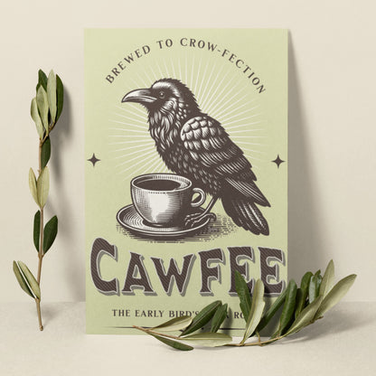 Funny Crow Coffee Poster: Witchy Kitchen Art