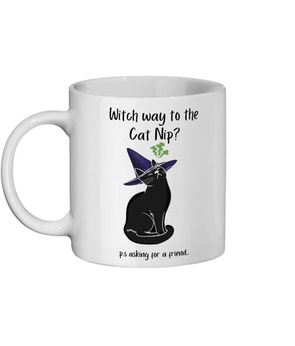 Witch Mug, Funny Witch Gift, Cat Mug, Cat Nip Gift, Witchy Gifts, Witch Way To The Cat Nip? Witch Familiar, Cat Lover Gift, Cat Owner Gifts