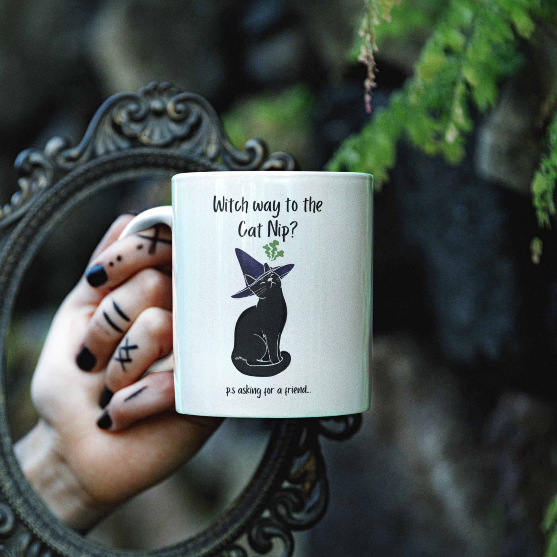 Witch Mug, Funny Witch Gift, Cat Mug, Cat Nip Gift, Witchy Gifts, Witch Way To The Cat Nip? Witch Familiar, Cat Lover Gift, Cat Owner Gifts