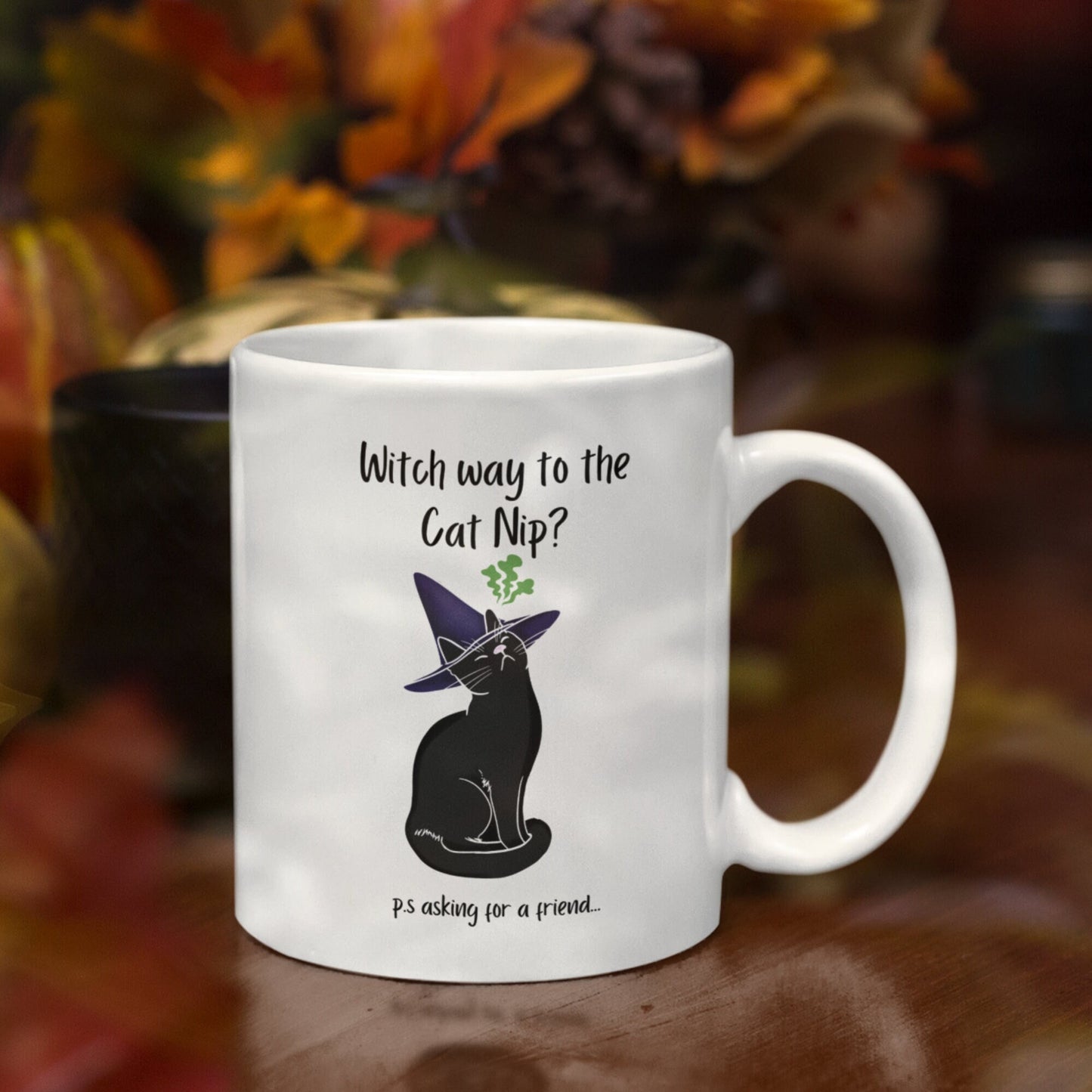 Witch Mug, Funny Witch Gift, Cat Mug, Cat Nip Gift, Witchy Gifts, Witch Way To The Cat Nip? Witch Familiar, Cat Lover Gift, Cat Owner Gifts