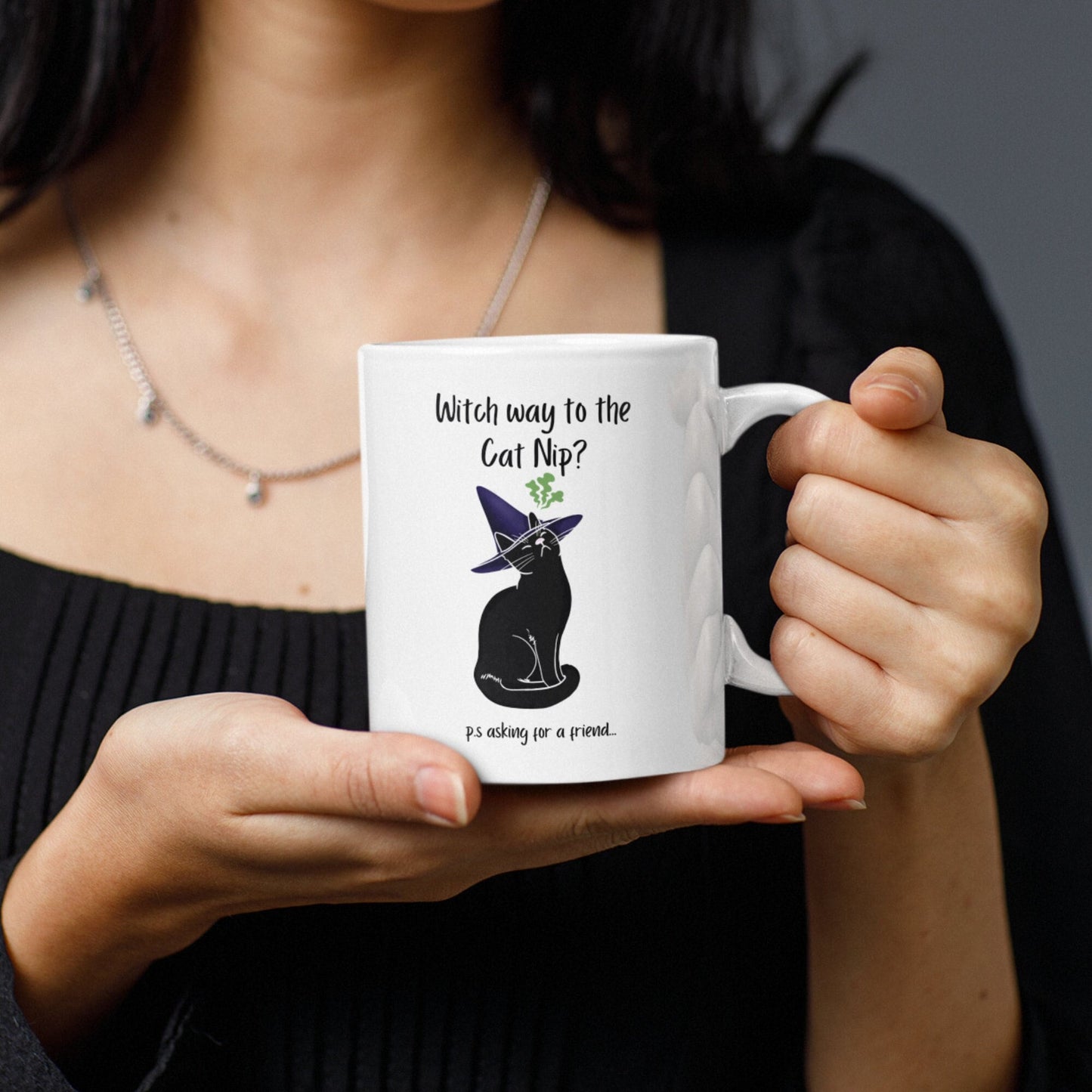 Witch Mug, Funny Witch Gift, Cat Mug, Cat Nip Gift, Witchy Gifts, Witch Way To The Cat Nip? Witch Familiar, Cat Lover Gift, Cat Owner Gifts