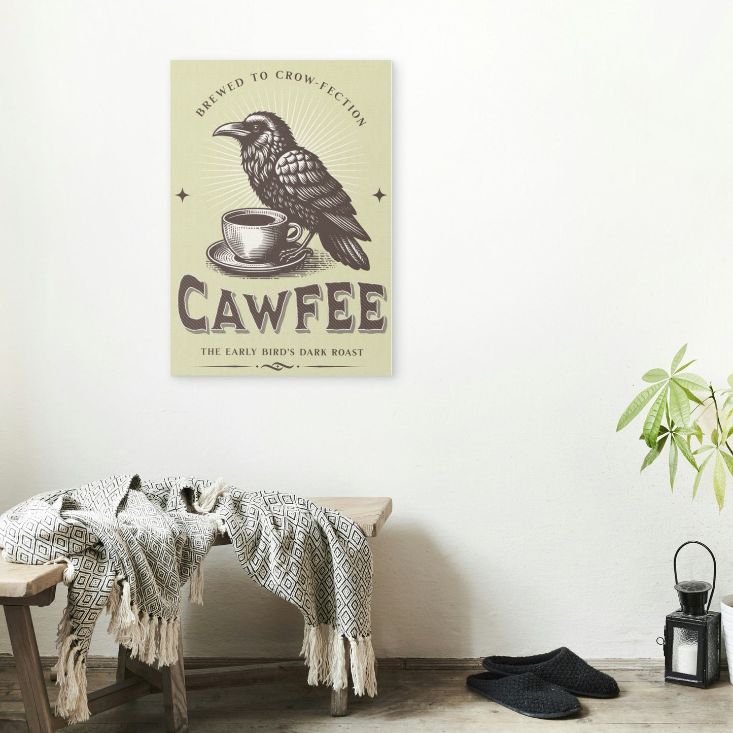 Funny Crow Coffee Poster: Witchy Kitchen Art