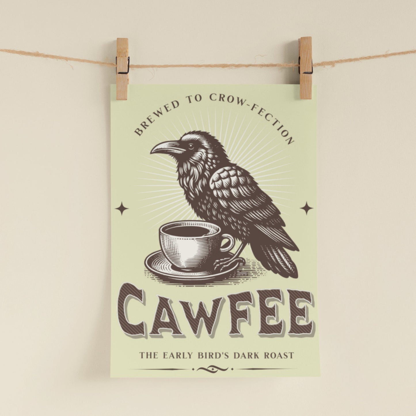 Funny Crow Coffee Poster: Witchy Kitchen Art