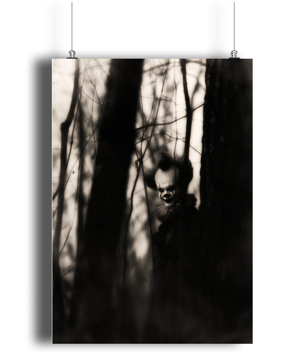 Creepy Clown Photo Print: Vintage Horror Art