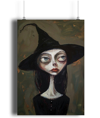 Unique witch print with a textured, surreal feel, ideal for those seeking witchy gifts or unusual, fantasy-inspired wall art.