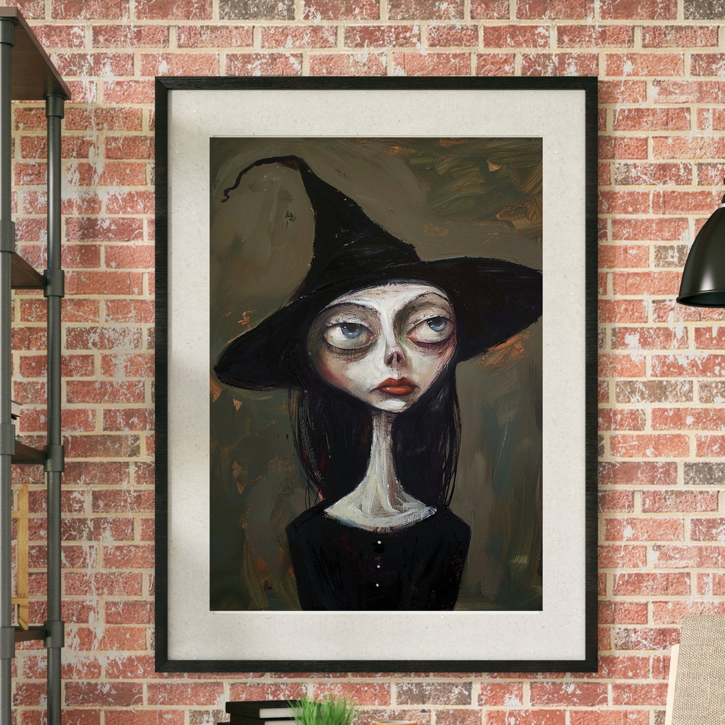 Dark and enchanting witch artwork with a hint of melancholy, making it a perfect witchy gift or a statement piece in a fantasy-themed room