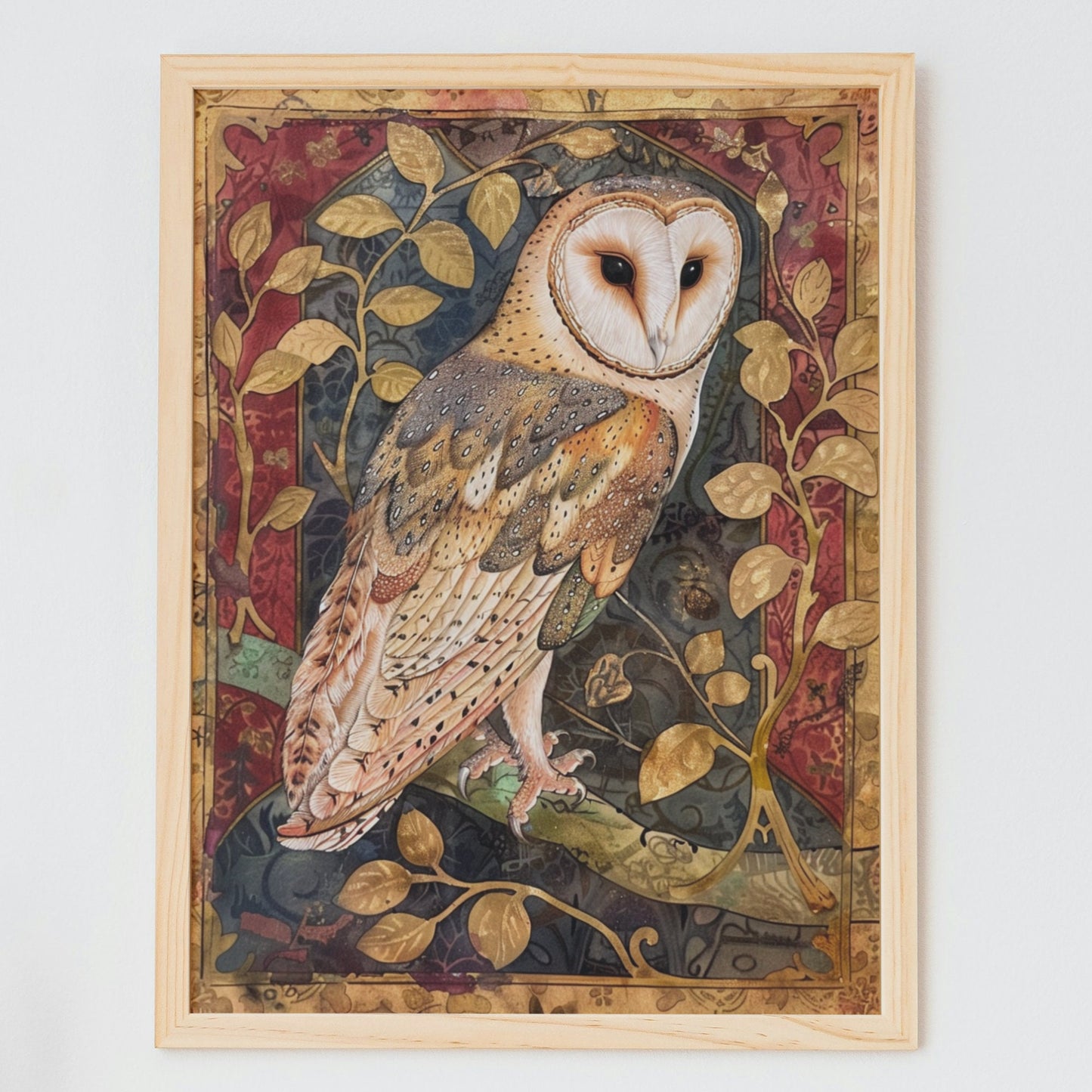 Medieval Barn Owl Art Print: Vintage Manuscript Style