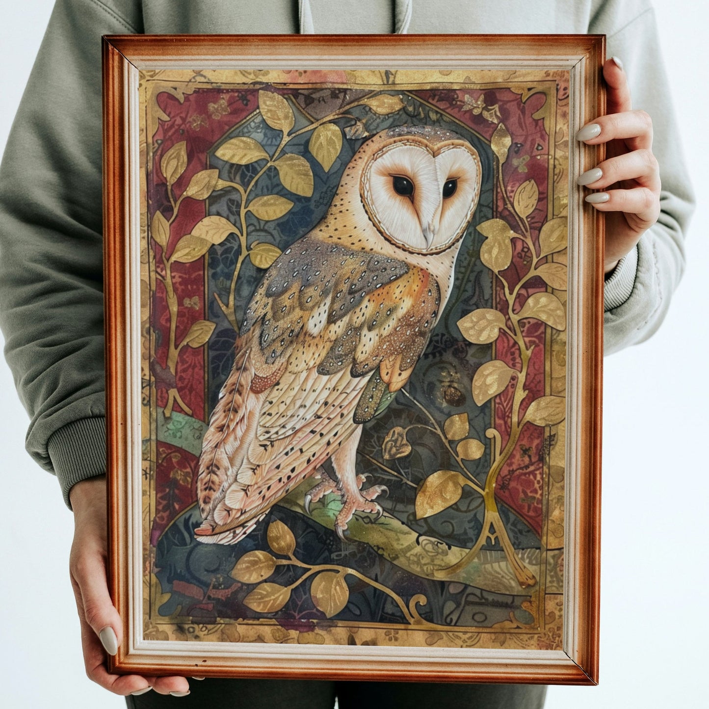 Medieval Barn Owl Art Print: Vintage Manuscript Style