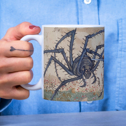 Medieval Knight vs Spider Mug: Gothic Dark Academia Gift