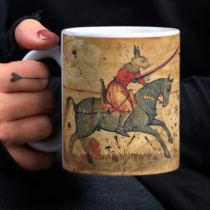 Medieval Jousting Rabbits Mug: Gothic Dark Academia Gift