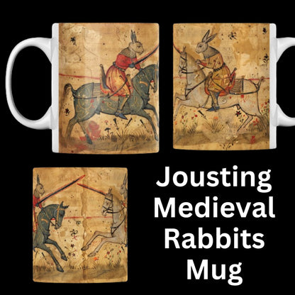 Medieval Jousting Rabbits Mug: Gothic Dark Academia Gift