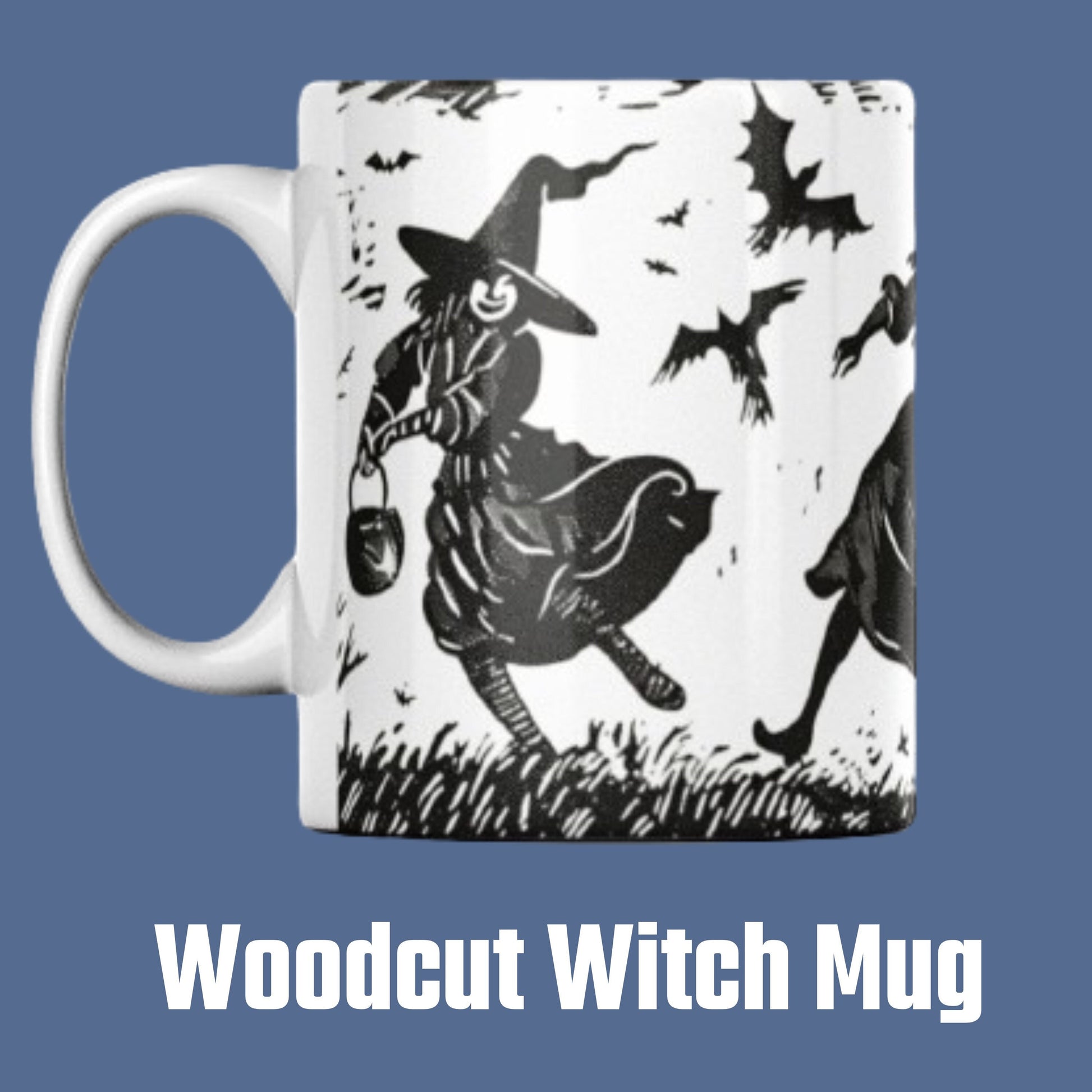 witch mug, witchcraft gift, Wicca, witchy gifts,Wiccan mug, monochrome, black and white witch art