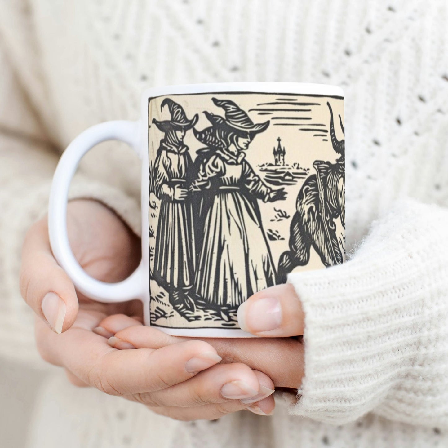 Woodcut Witches Mug: Dark Academia Witchcraft Gift