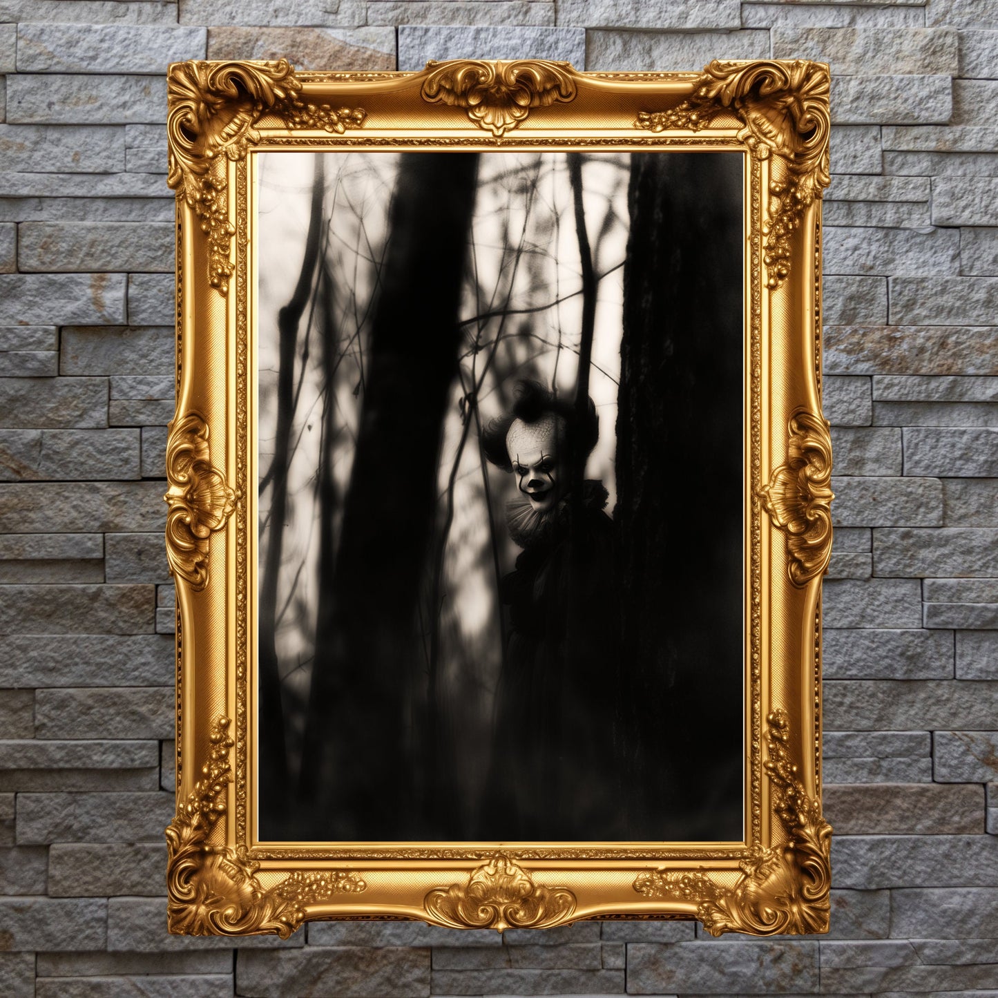 Creepy Clown Photo Print: Vintage Horror Art