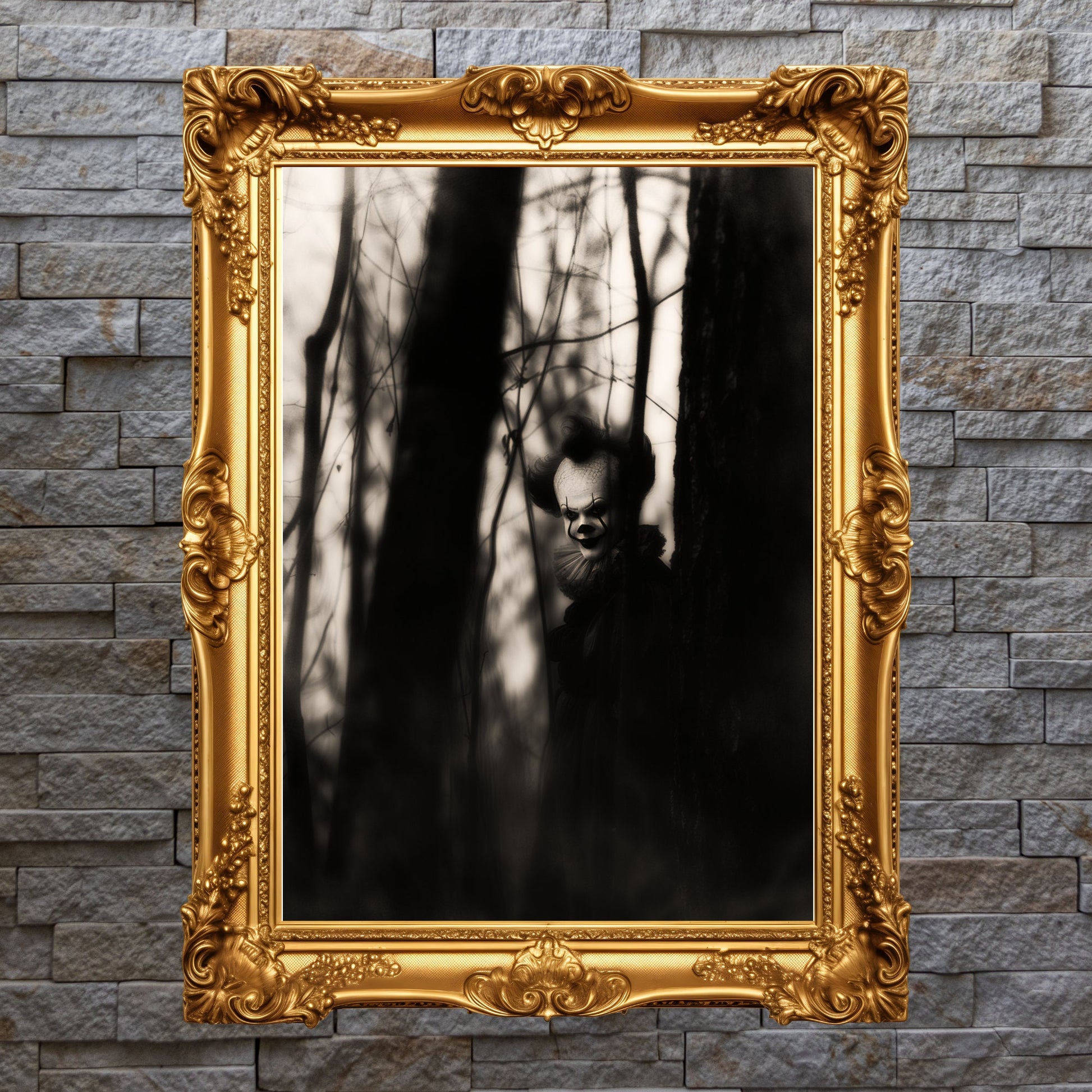 Creepy Clown Photo Print: Vintage Horror Art