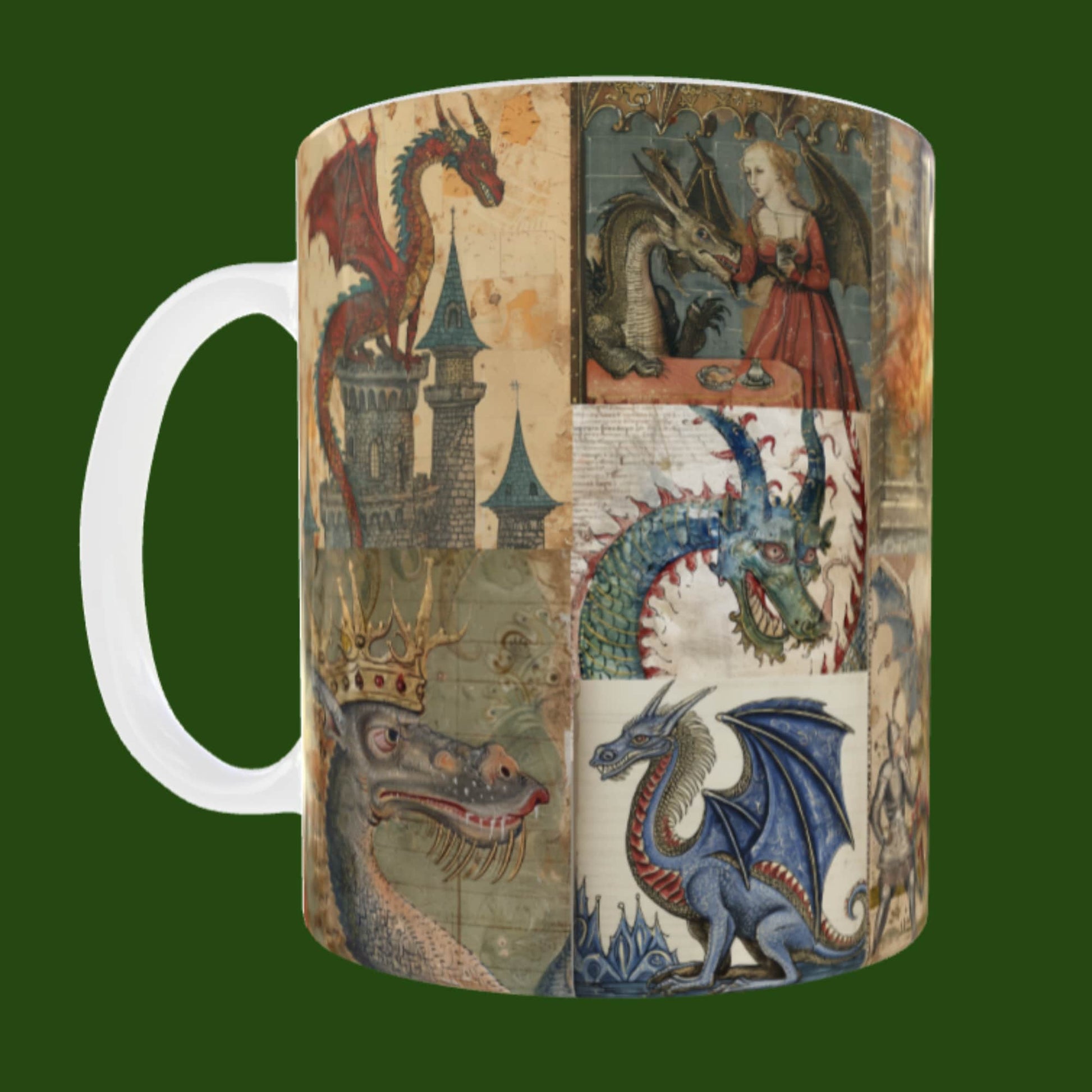 Medieval Dragons Mug: Illuminated Manuscript Art, History Lover Gift