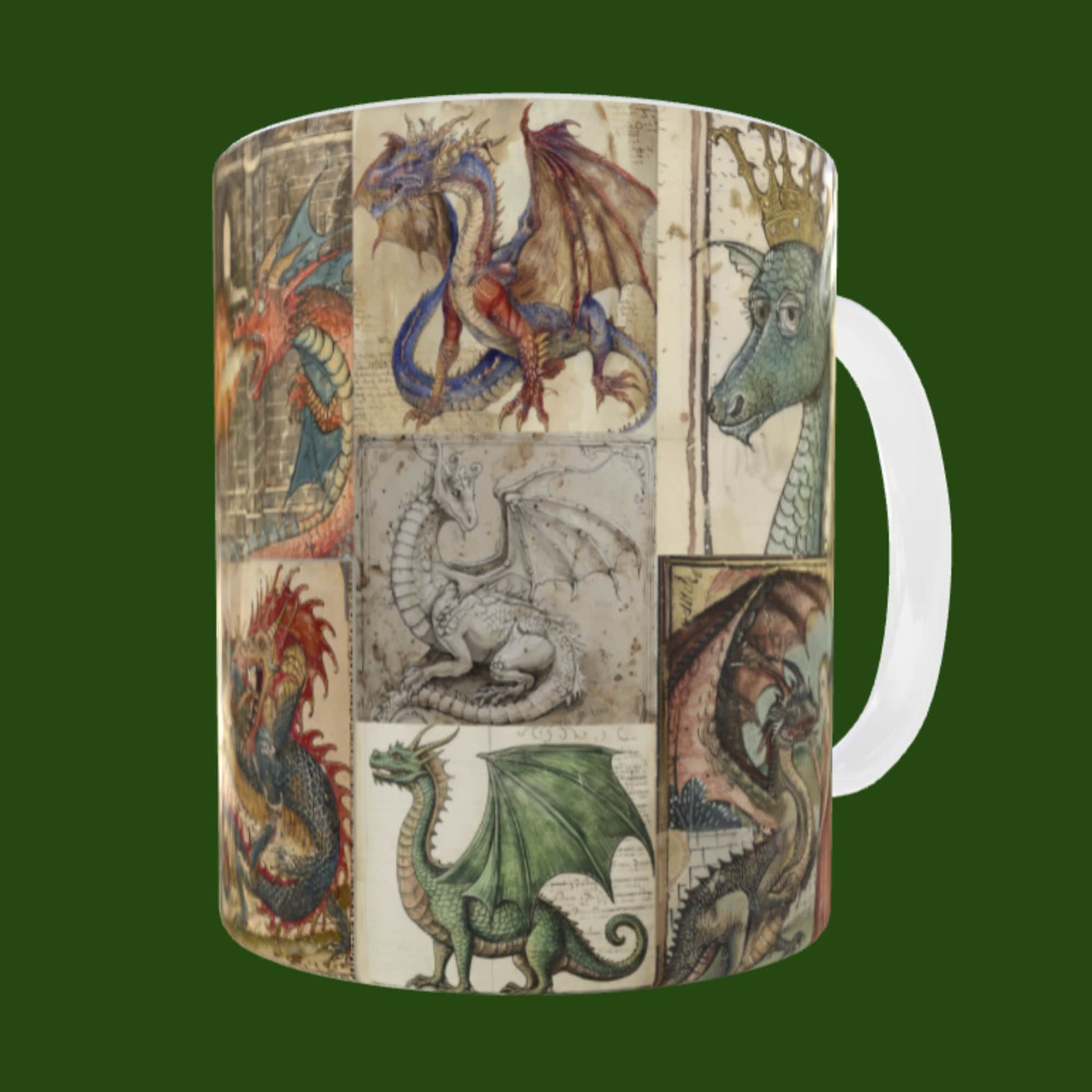 Medieval Dragons Mug: Illuminated Manuscript Art, History Lover Gift