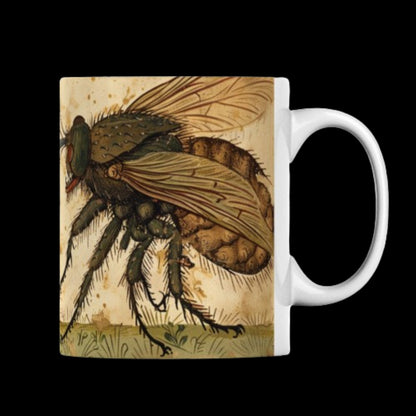 Medieval Knight vs Fly Mug: Illuminated Manuscript, Dark Academia Gift
