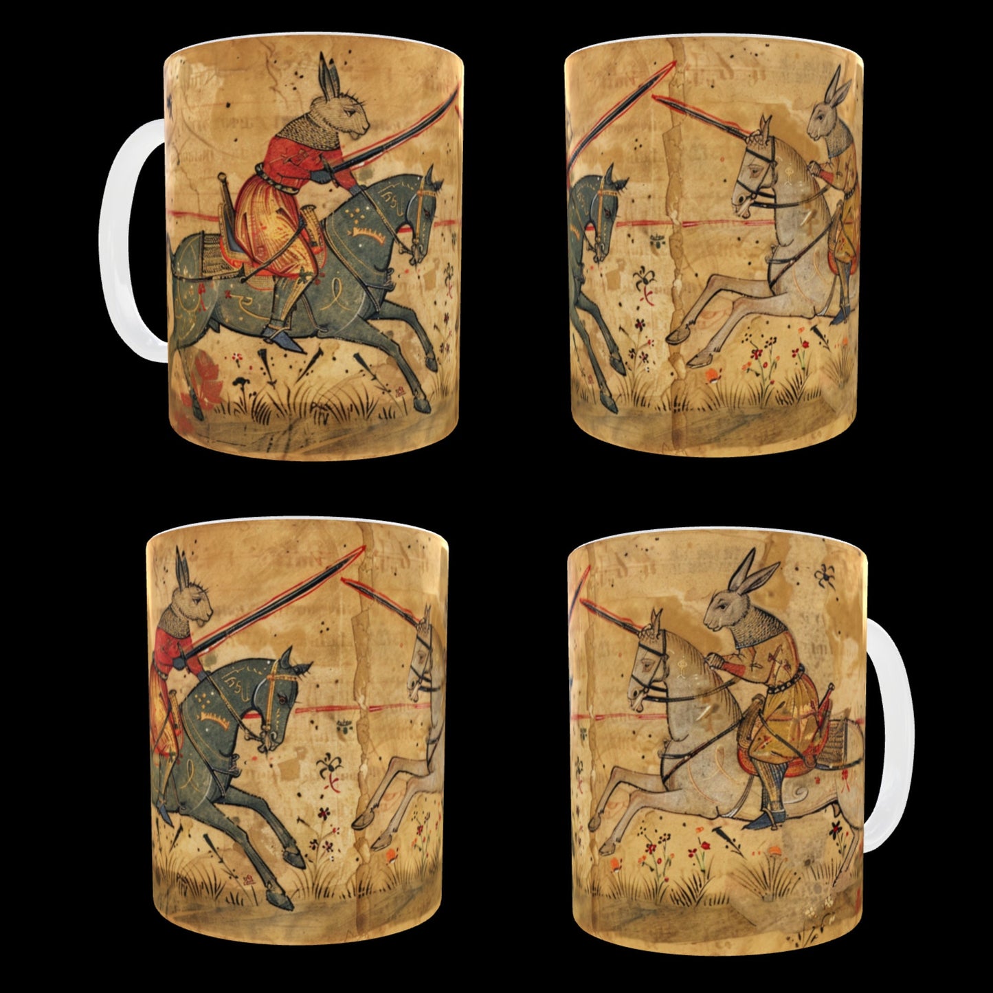 Medieval Jousting Rabbits Mug: Gothic Dark Academia Gift