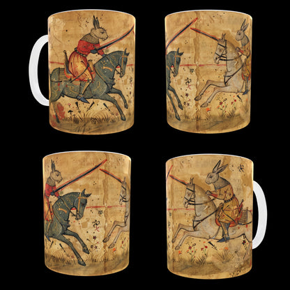 Medieval Jousting Rabbits Mug: Gothic Dark Academia Gift